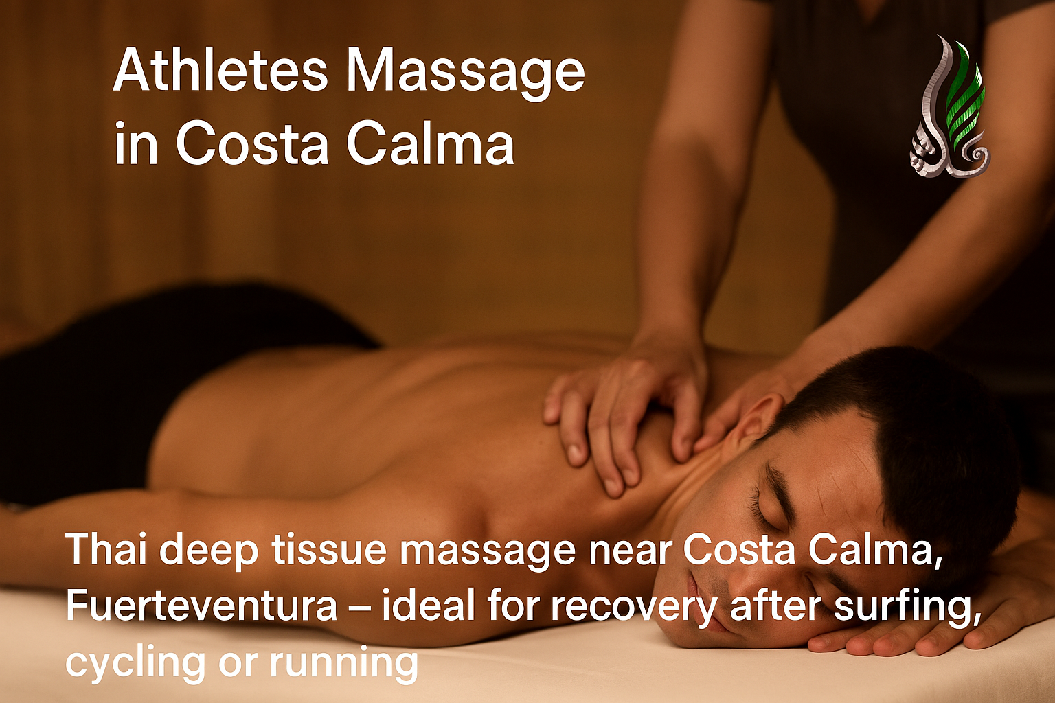 Athlete receiving Thai deep tissue massage near Costa Calma, Fuerteventura – ideal for recovery after surfing, cycling or running